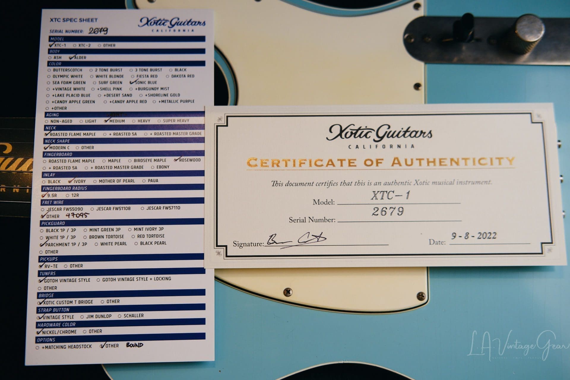 Xotic XTC1 T-Style Double Bound Electric Guitar-Sonic Blue Finish / SKB Case / Brand New Build ! - Image 21