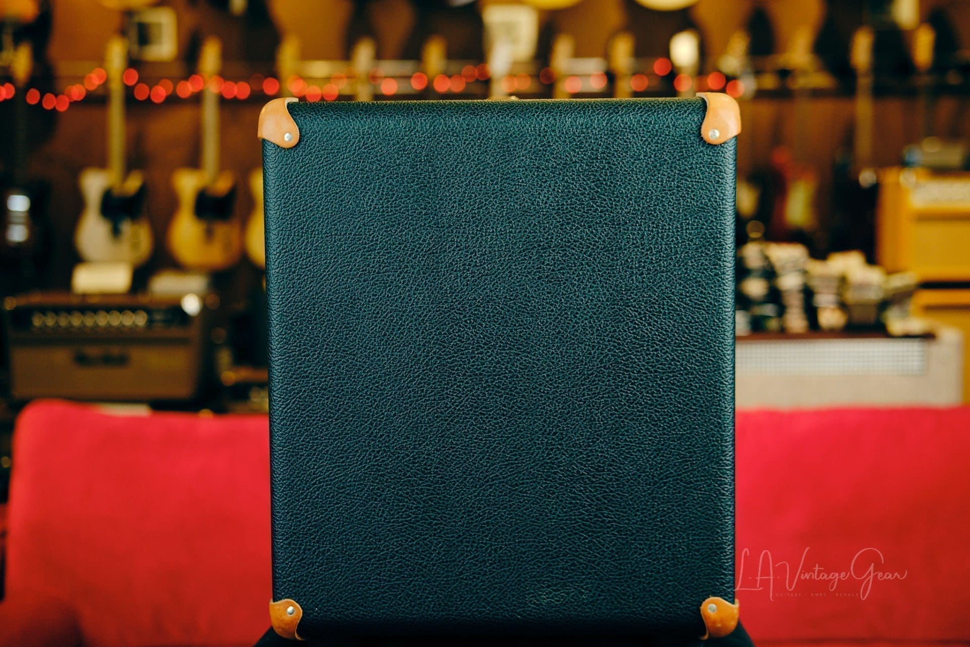 Mesa Boogie 2x12 Guitar Speaker Cabinet-Emerald Green & Tan Grill with Leather Corners, Celestion Vintage 30 Speakers - Image 6