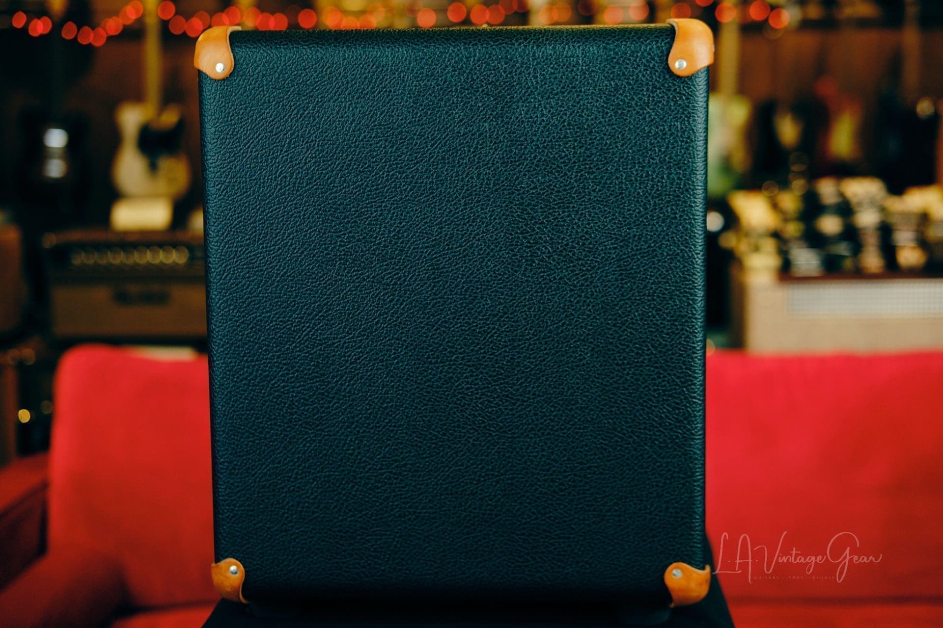 Mesa Boogie 2x12 Guitar Speaker Cabinet-Emerald Green & Tan Grill with Leather Corners, Celestion Vintage 30 Speakers - Image 9