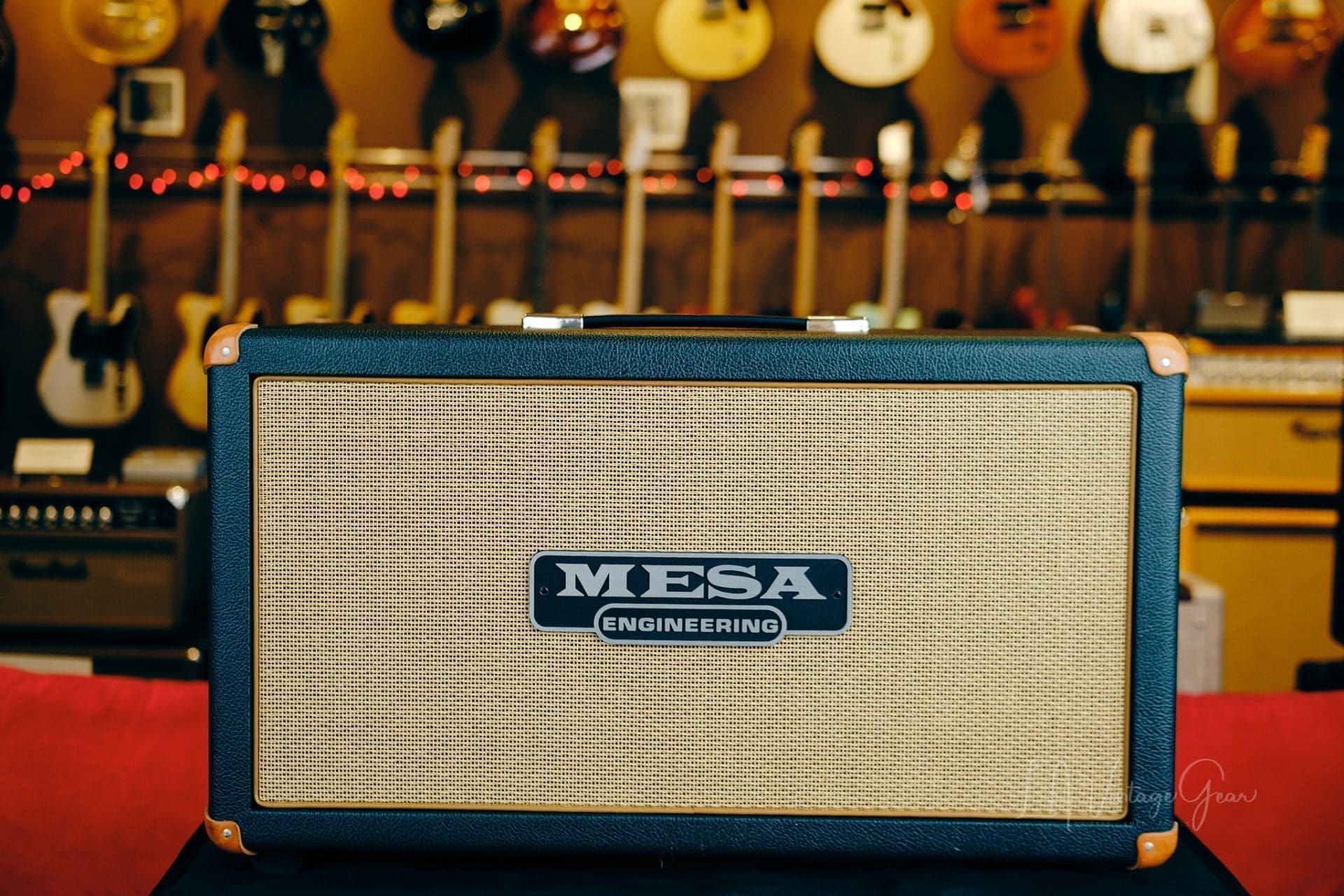 Mesa Boogie 2x12 Guitar Speaker Cabinet-Emerald Green & Tan Grill with Leather Corners, Celestion Vintage 30 Speakers