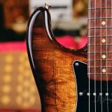 Rutters ‘Koacaster’ Custom S-Style Electric Guitar – Koa Top, Brazilian Rosewood Fingerboard & Budz Pickups!