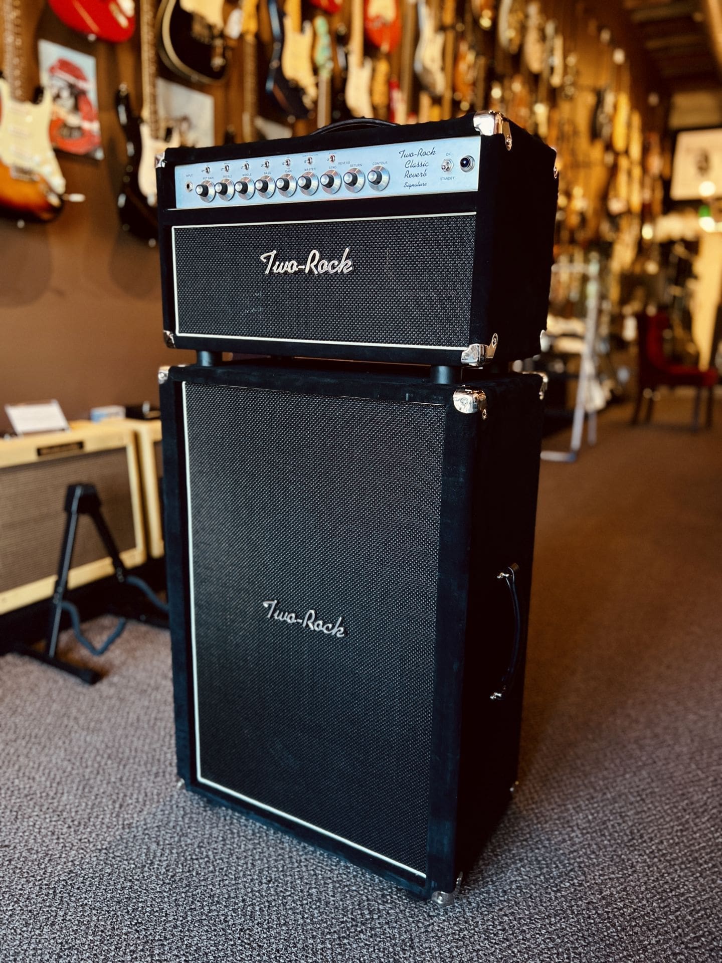 Two Rock Classic Reverb Signature 100/50 Watt Head & 2x12 Cab - Black Suede - Brand New!
