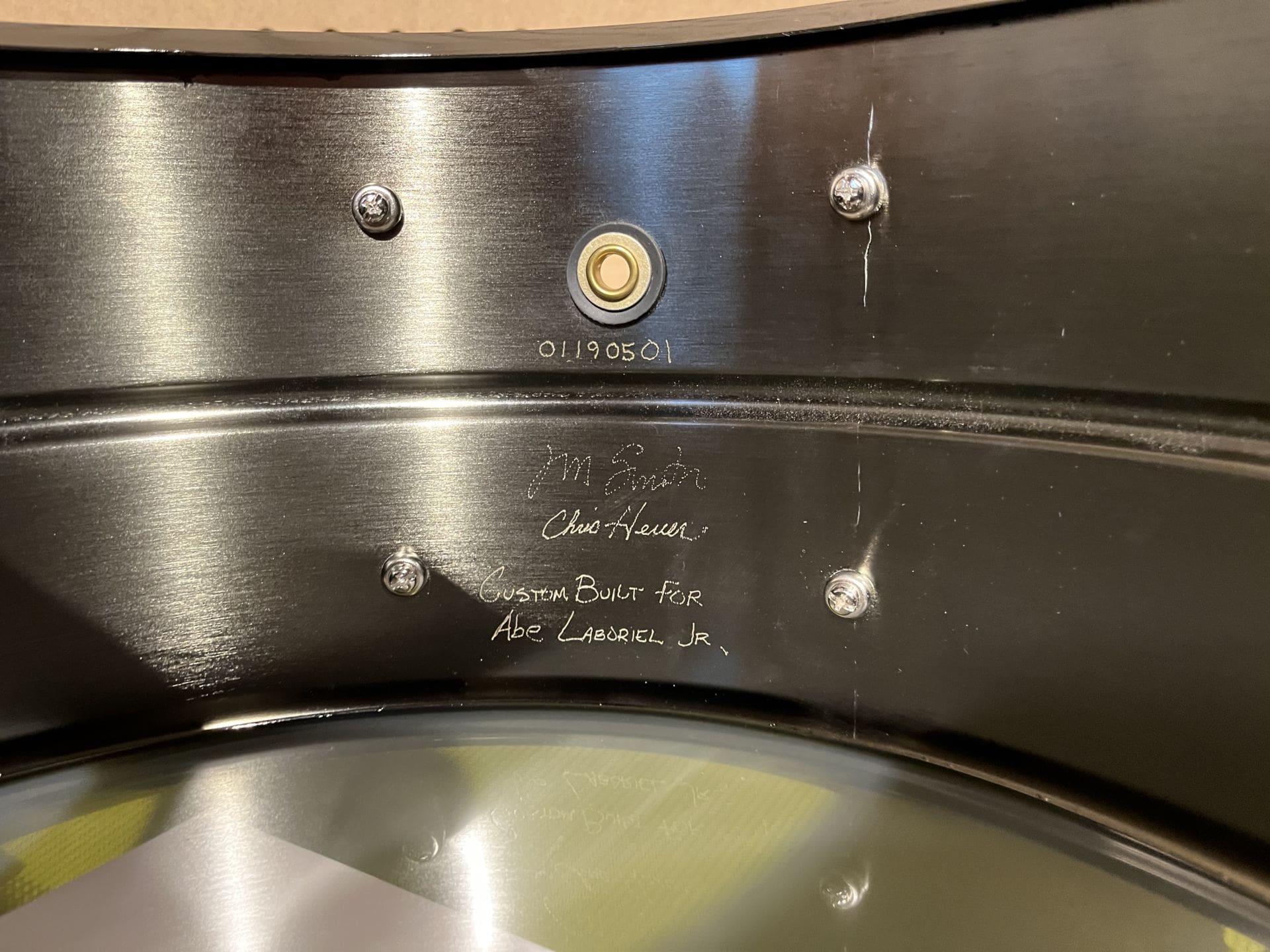 Heuer Drum Labs Custom Snare Drum Paradise LA 6.5"x14" Custom Hardware - Owned by Abe Laboriel Jr and Played with Paul McCartney! 1 of 2! - Image 7