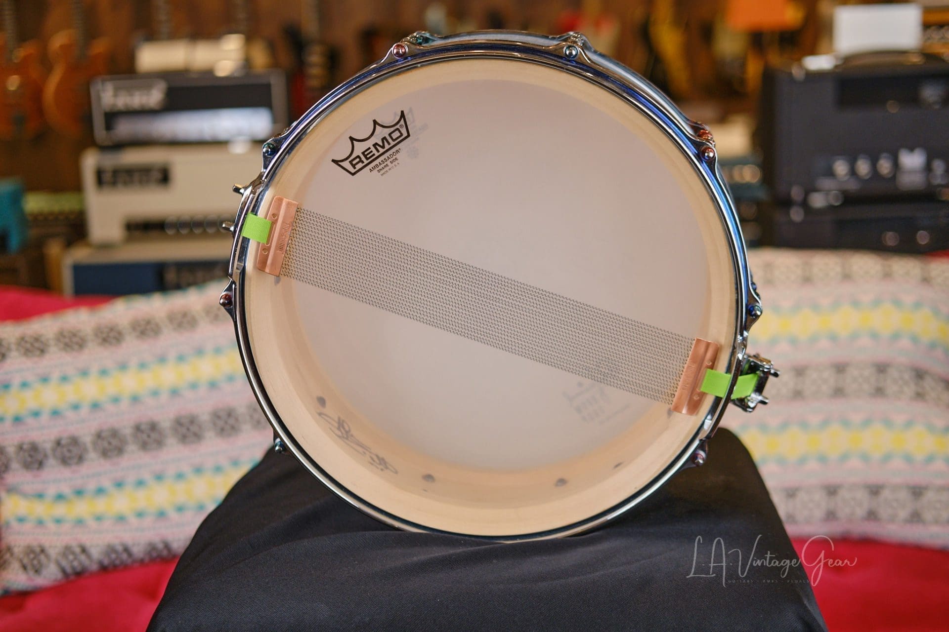 Craviotto DW Wood Snare in Blue 3.5"x14" - Owned by Abe Laboriel Jr! - Image 4