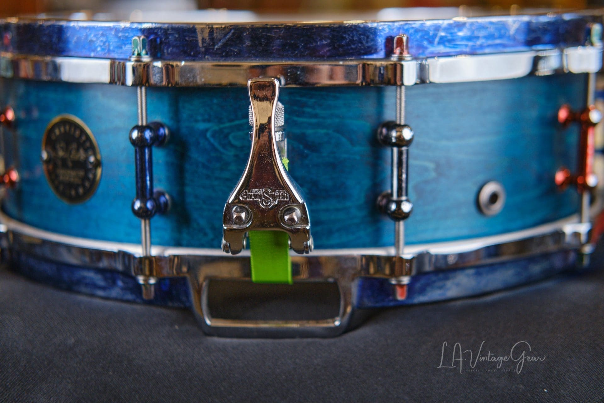 Craviotto DW Wood Snare in Blue 3.5"x14" - Owned by Abe Laboriel Jr! - Image 6