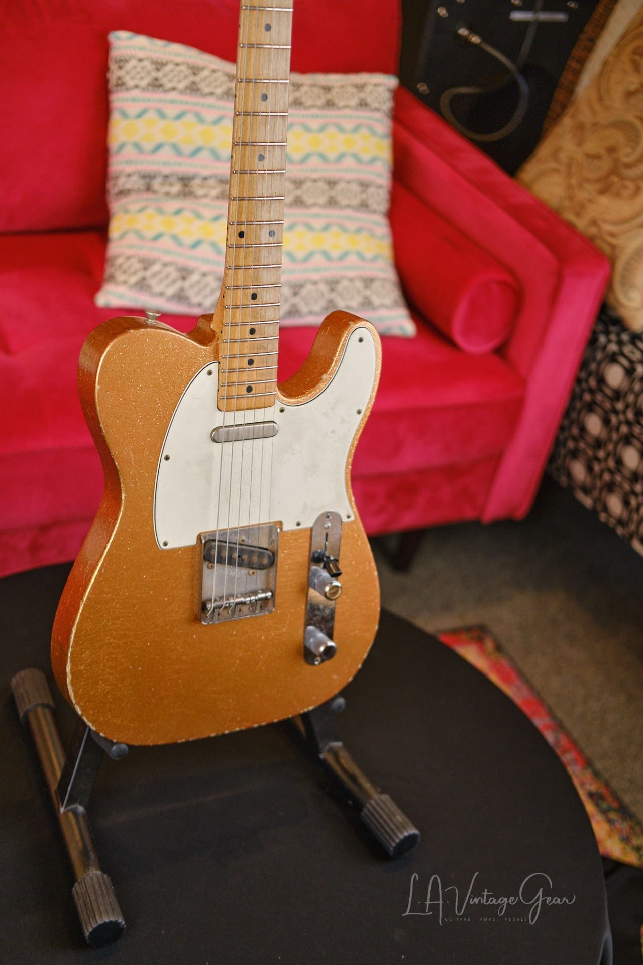 Danocaster Single Cut - In a Tangelo Sparkle Finish with Mono Gig Bag! - Image 5