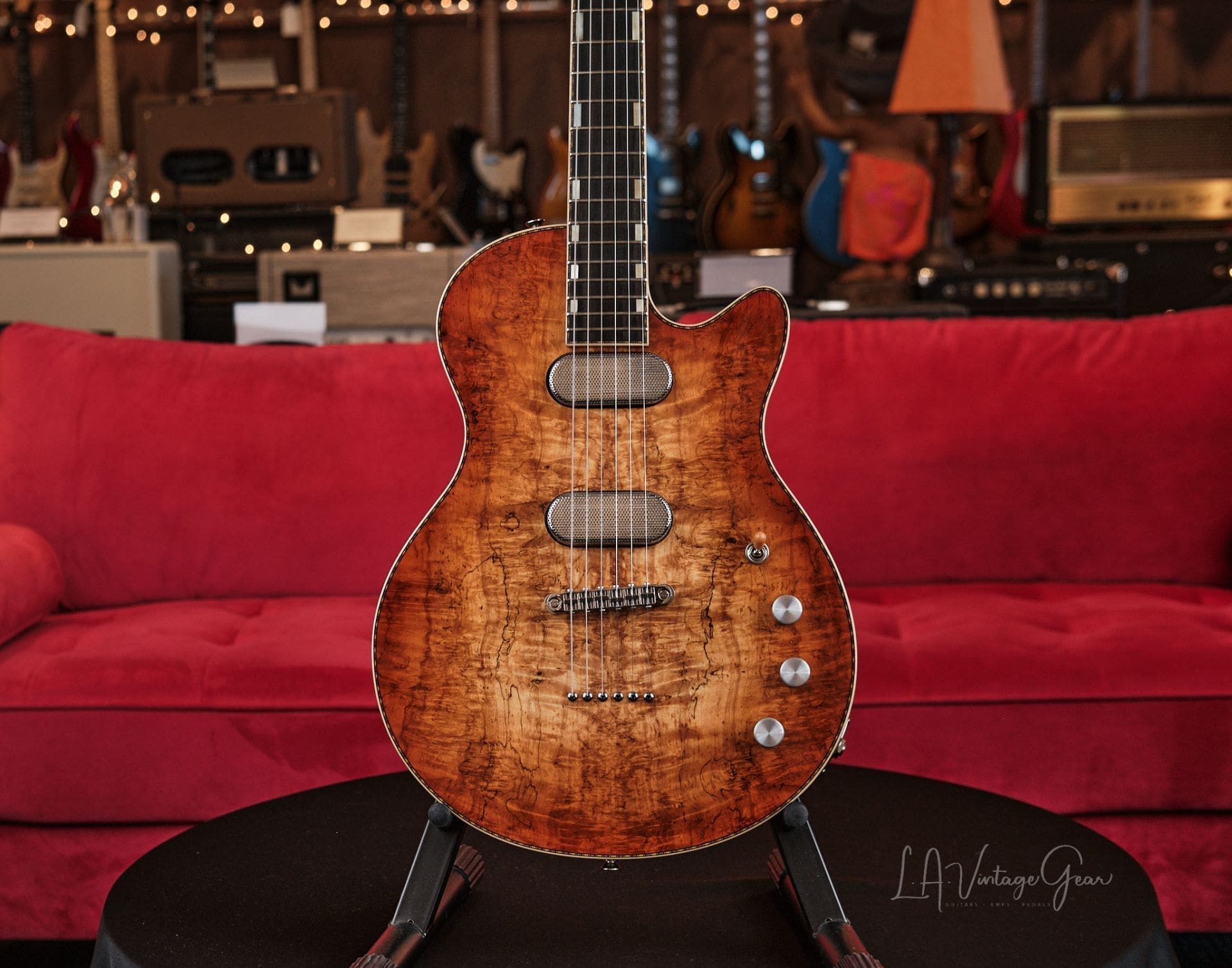Versoul Henry Custom Electric Guitar #0524 - with Visa Birch Burl Top, Namm Demo! - Image 3