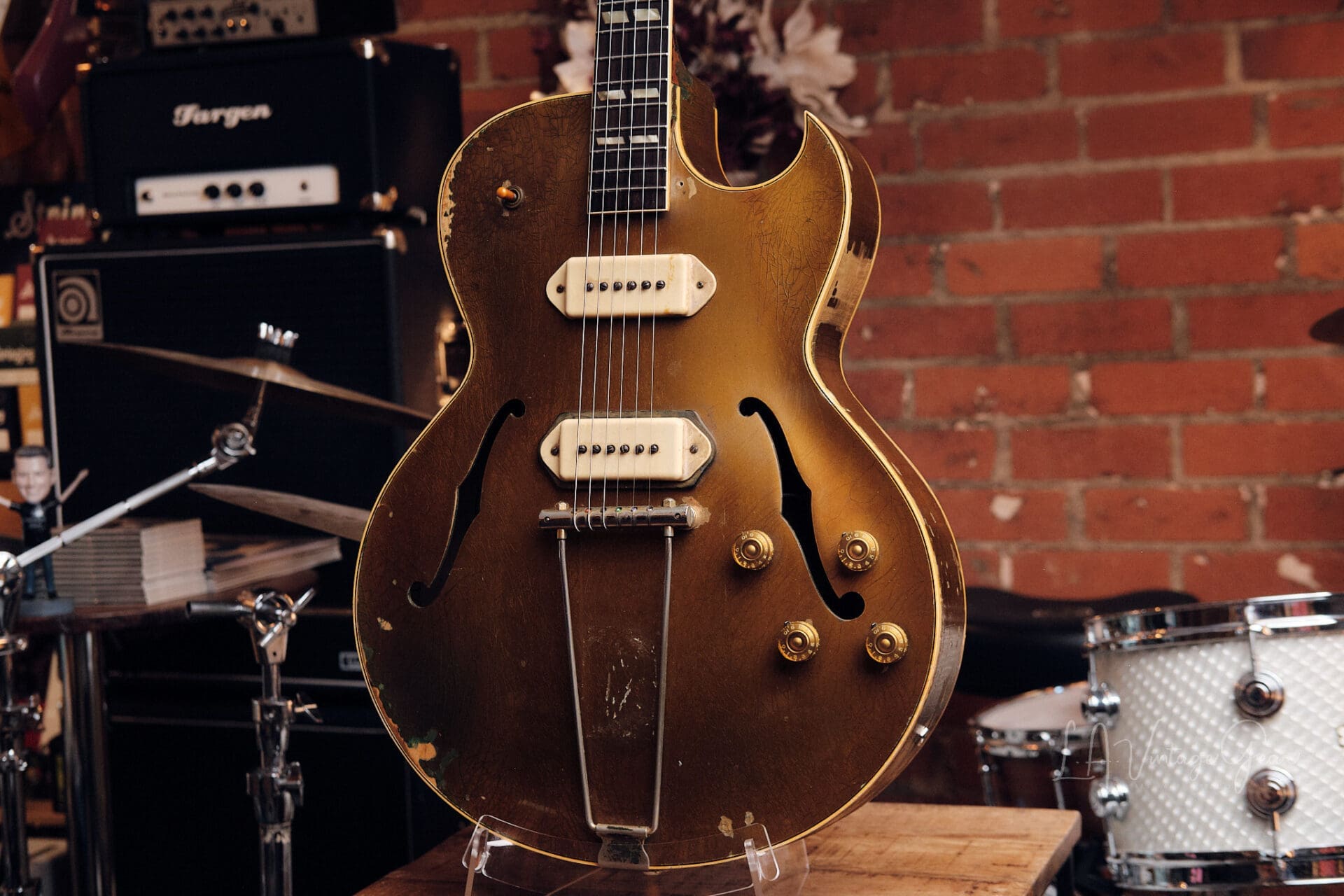 1954 Gibson ES-295 Gold Hollowbody - Original P-90s, Lifton Case, 6 lbs. 7 oz! - Image 4